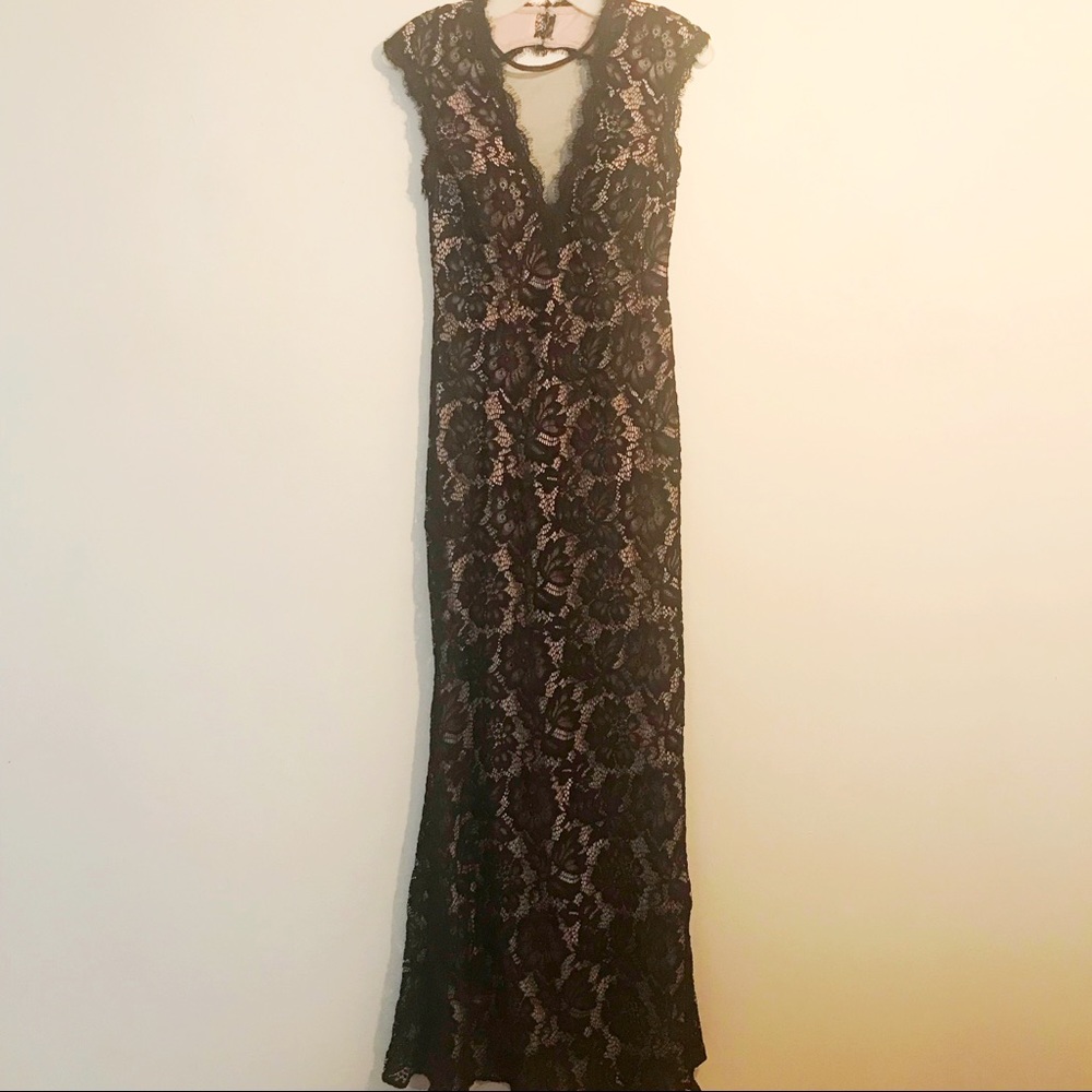 Fitted Black Lace Gown